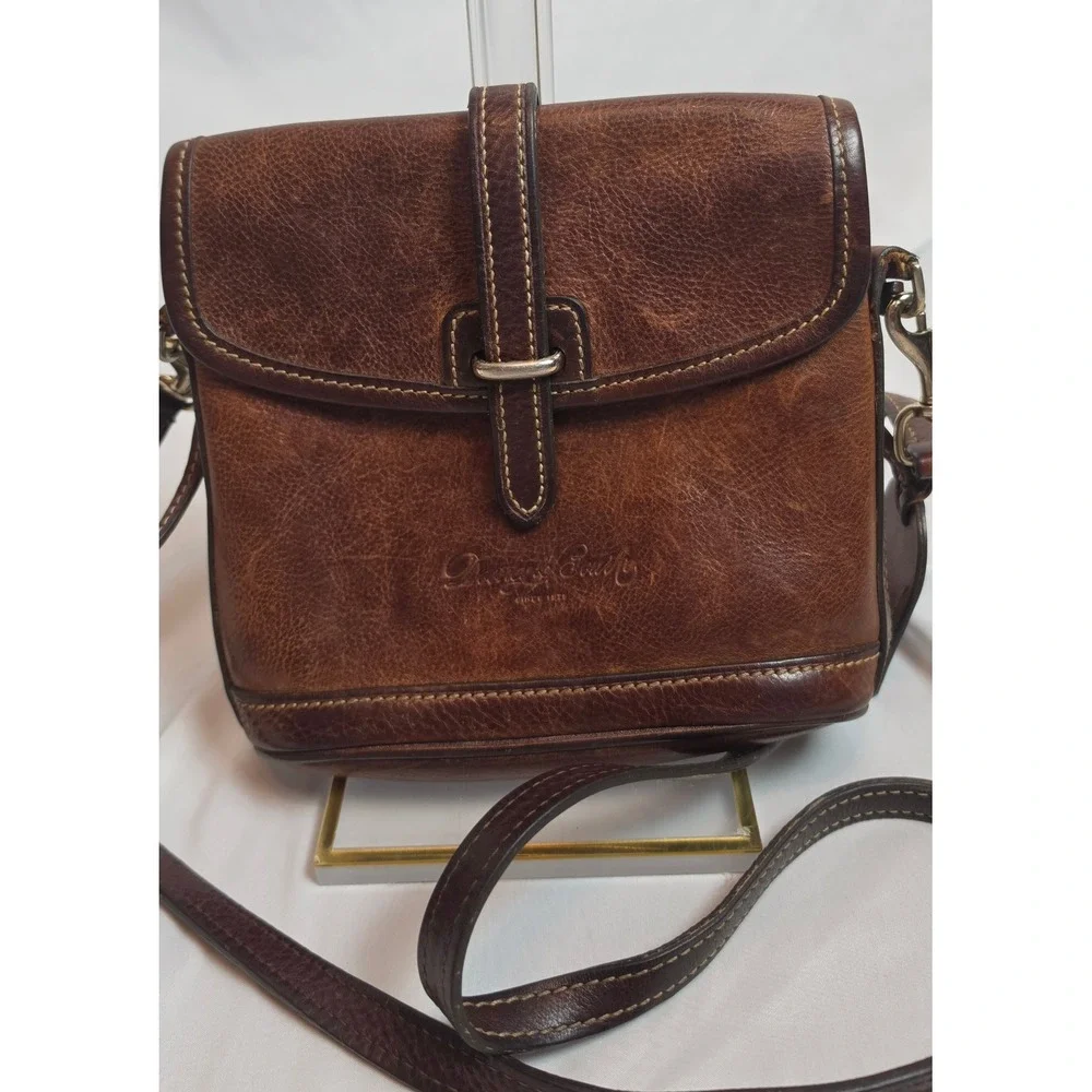 Dooney & Bourke Vintage Brown Leather Crossbody Bag Small Rustic Boho Purse